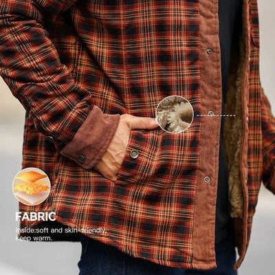 Men's Jackets Winter Windproof Warm Casual  Coat Plaid Sherpa Lined Fl