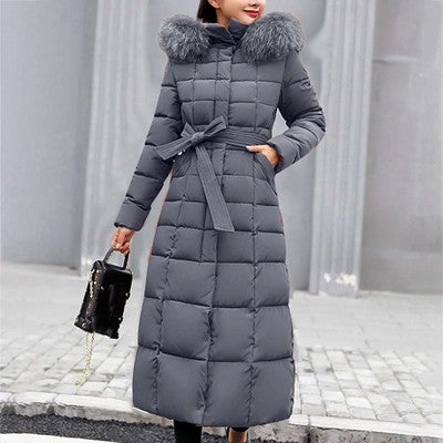 Women's Long Hooded Down Jacket — 80% White Duck Down, Thick Winter Puffer Coat, Zipper Closure