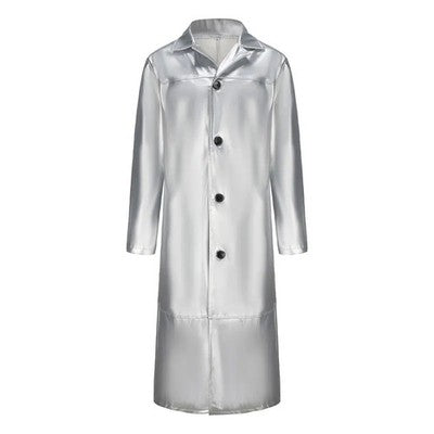 Streetwear Men Faux Leather Trench Fashion Long Windbreaker Coat Slim