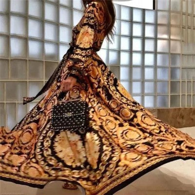 Women´s Autumn Boho Floral Long Sleeve Long Maxi Dress Party Beach Su
