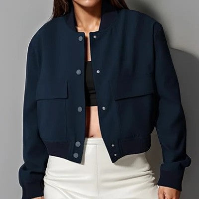 2024 Woman Bomber Jacket Coat White Autumn Winter Button Baseball Avia