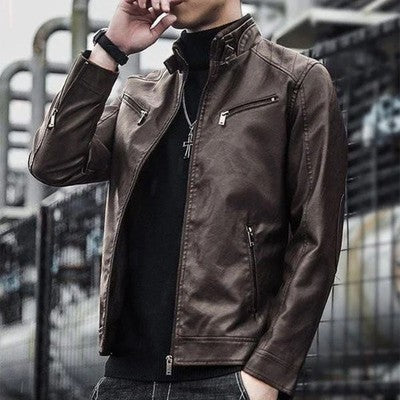 Men Leather Suit Jacket Men Slim Fit Short Coat Men Fashion Leather ja