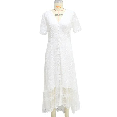 Women Evening Dresses Half Sleeve Hollow Out Party Dress Elegant Women