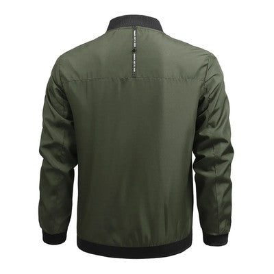Men'S Autumn Thin Outwears Solid Color Zipper Stand Collar Bomber Jack