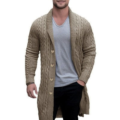 Men S Classic V-Neck Cable Knit Button Up Cardigan Sweater Long Sleeve