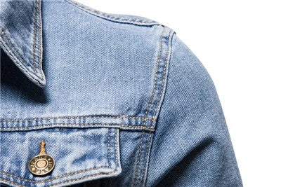 New 2021 Cotton Lapel Denim Jacket Men Casual Solid Color Streetwear H