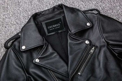 Spring Classical Motorcycle Oblique Zipper Jackets Men Leather Jacket