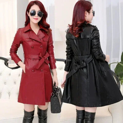 2022 fall top Compound lambskin leather jacket lady Free wash PU women