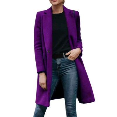 Eillysevens Women's Vintage Woolen Coat | Lapel Loose Fit Button Pockets | Autumn Winter | Black