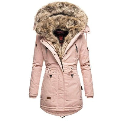 Fashion Women'S Thickened Coat Warm Winter Solid Plush Thickened Long