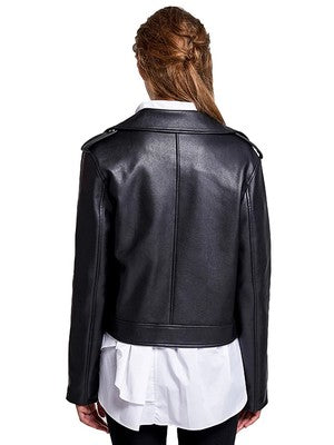 FTLZZ Women's Faux Leather Jacket – Red & Black Street Biker Coat, Y2K Punk Style