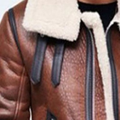 Fur Collar Leather Jacket Men Loose Comfortable Warm Fashion Thickened