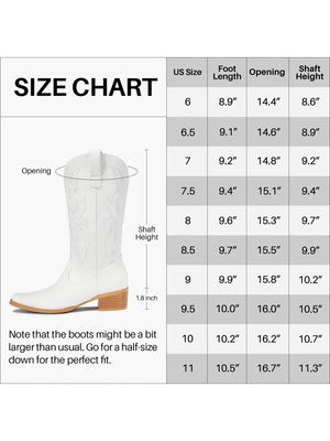 White Cowboy Boots for Women - Embroidered Cowgirl Boots Western Mid C