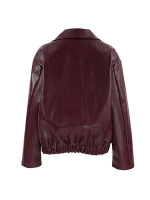 Women s Faux Leather Moto Jacket with Removable Hood Vintage Long Slee