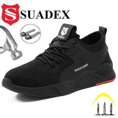 SUADEX Men Work Safety Shoes Steel Toe Cap Anti-Smashing Puncture Proo