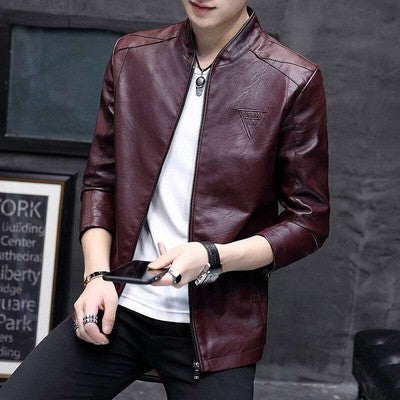 Mens Biker Leather Jacket 2023 Autumn Men's Fashion Trend Decorative M