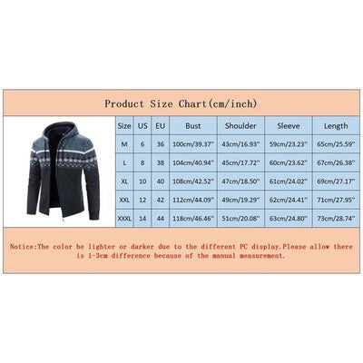 Fall Winter Men's Hooded Sweater Cardigan Jacket Color Block Long Slee
