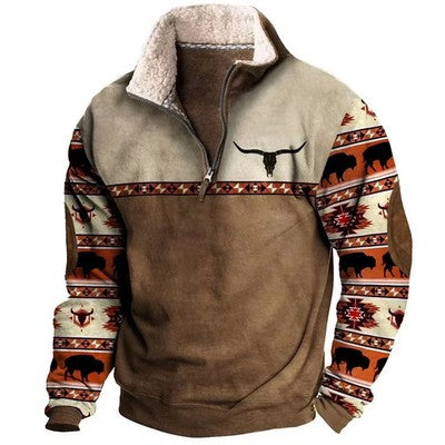 Men's Full-Zip Knit Sweatshirt — Turn-Down Collar, Casual Everyday Wear, Sizes S–XXXL