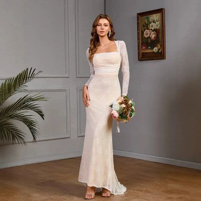 Wedding Dress Elegant Off Shoulder Beading Sequin Evening Dress Women