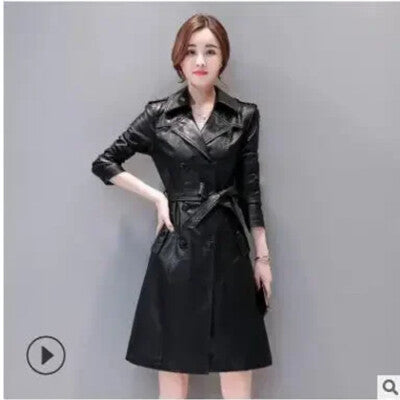 2022 fall top Compound lambskin leather jacket lady Free wash PU women