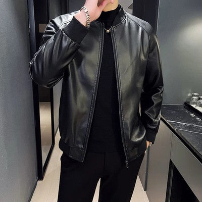 Men SprAutumn Thin Style Motorcycle Leather Jacket Fashionable Motorcy
