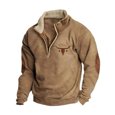Men's Full-Zip Knit Sweatshirt — Turn-Down Collar, Casual Everyday Wear, Sizes S–XXXL