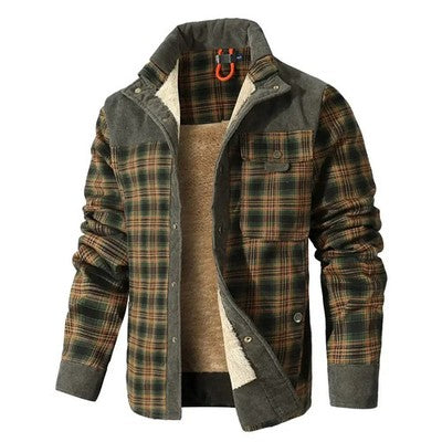 Men's Jackets Winter Windproof Warm Casual  Coat Plaid Sherpa Lined Fl