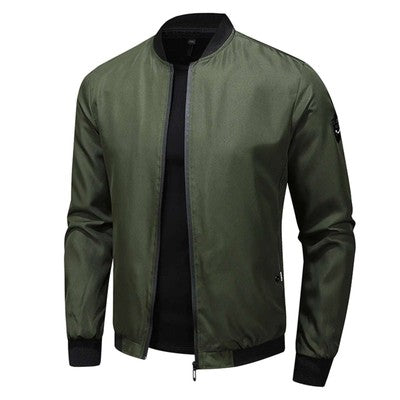 Men'S Autumn Thin Outwears Solid Color Zipper Stand Collar Bomber Jack