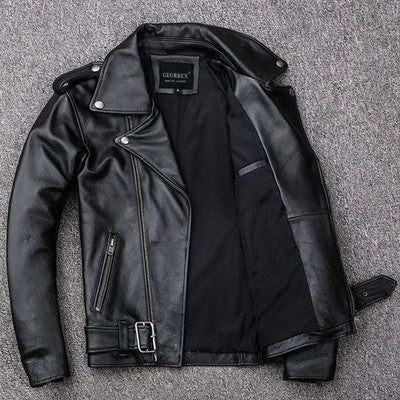 Spring Classical Motorcycle Oblique Zipper Jackets Men Leather Jacket
