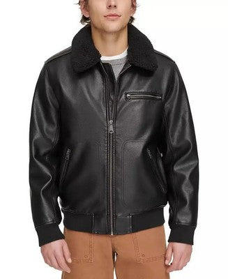 Men'S Sherpa Collar Faux Leather Jacket “ Warm Winter Casual Outerwear