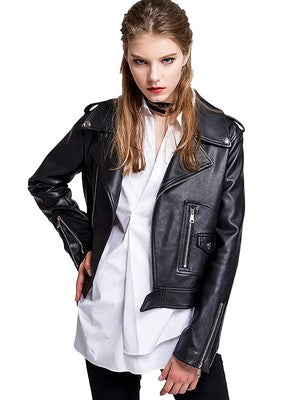 FTLZZ Women's Faux Leather Jacket – Red & Black Street Biker Coat, Y2K Punk Style