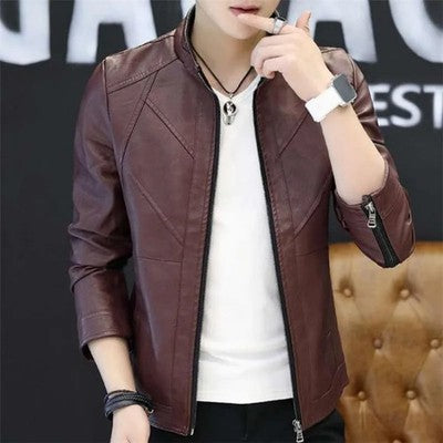 Men's Leather Jacket Is Slim Versatile Plus Velvet Warm Casual Versati
