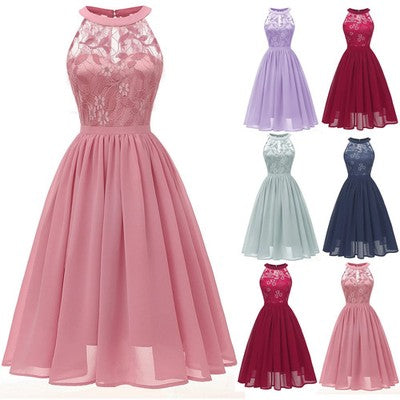 Elegant formal cocktail lace patchwork chiffon wedding guest dress 202