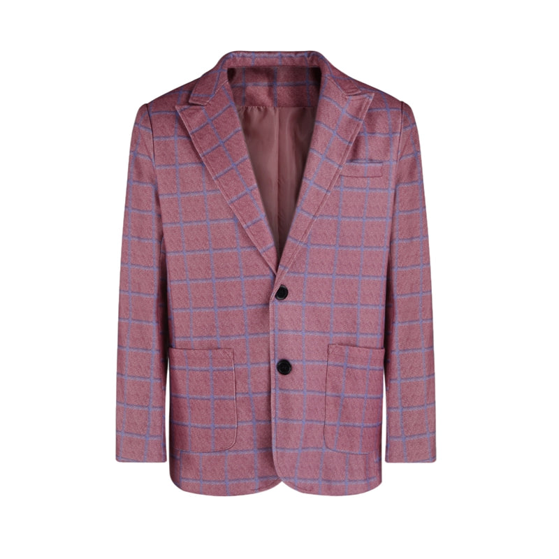 Men s  Fit Blazer Classic Checkered Design Single Color Lapel Long Sleeve Butto image 4