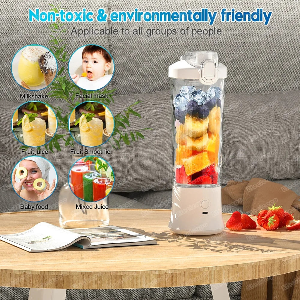 Portable blender mixer 600ML Electric Juicer Fruit Mini Blender 6 Blades For Sh image 11