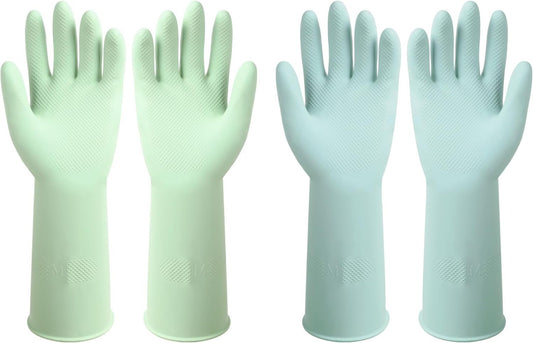 Dishwashing Rubber Gloves Reusable Kitchen Gloves 2Pairs Cleaning Gloves for Wa image 0