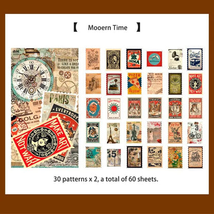 60pcs Retro Junk Journal Sticker kit DIY Diary Scrapbook Decora Sticker Suit fo image 3