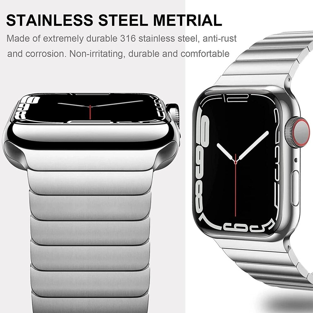 Luxury Stainless Steel Strap For Apple Watch Series 8 7 45mm 41mm 38 42 44 40 M image 6