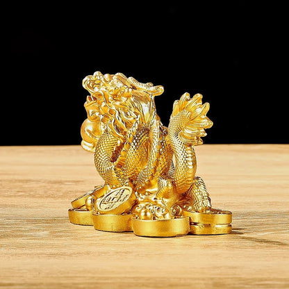 Chinese Auspicious Money Dragon Statuette  Resin Sculpture Feng Shui Decoration image 4