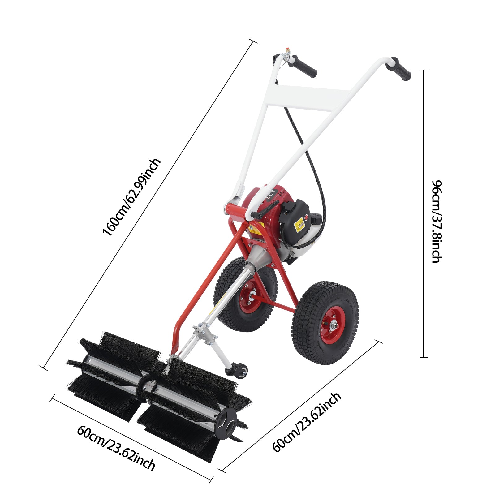 Lawn Brush Sweeper Hand Push Sweeper four-stroke gasoline engine with 1 Pair Go image 5