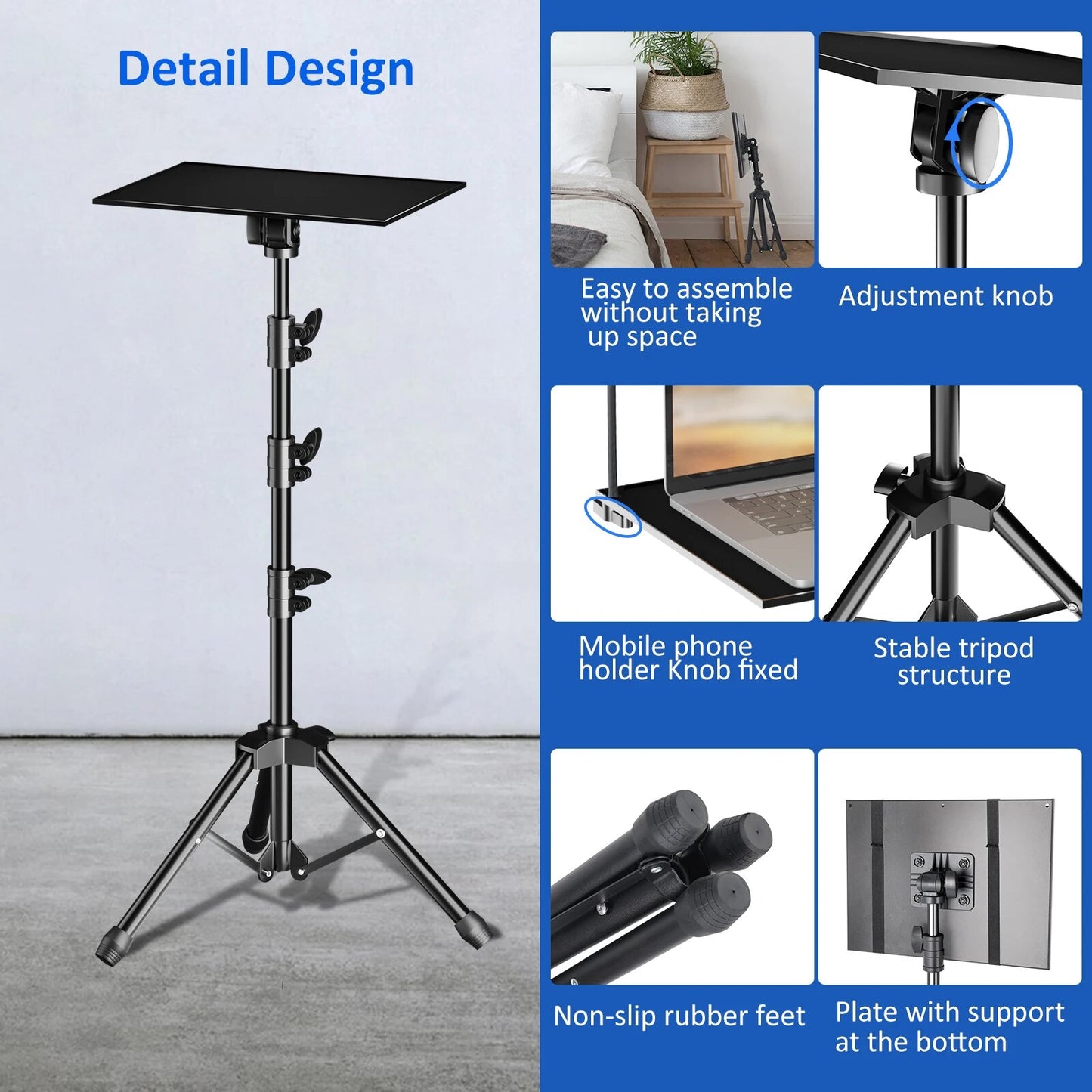 SH 90/125/145CM Projector Tripod Stand With Trays Laptop Tripod, Portable Proje image 3