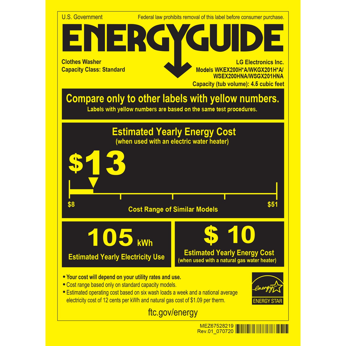 LG WashTower Single Unit ELECTRIC with Center Control 4.5 cu. ft. Front Load image 1