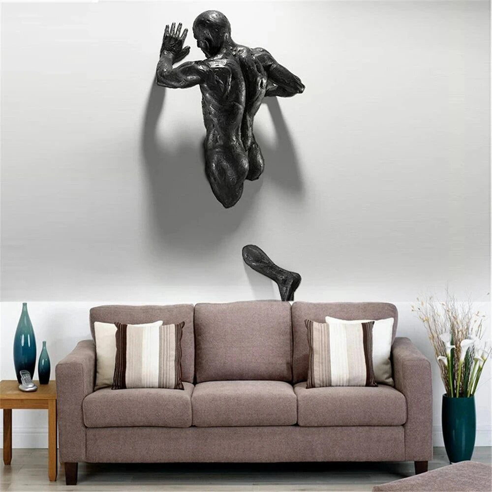 New Imitation Copper Wall Decor Abstract Character Resin Rock Climbing Man Stat image 4