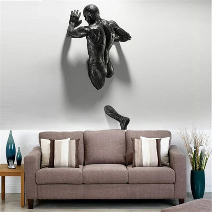 New Imitation Copper Wall Decor Abstract Character Resin Rock Climbing Man Stat image 4