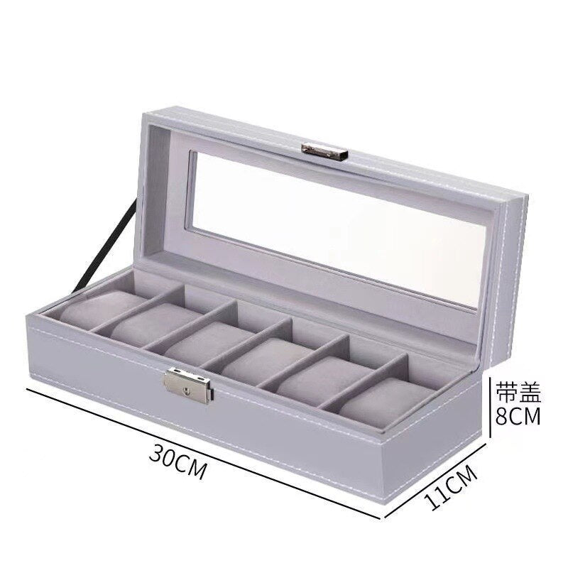 4Grids Double Carbon Fiber Watch Case/ 6Girds Watch Box Holder Organizer Storag image 3