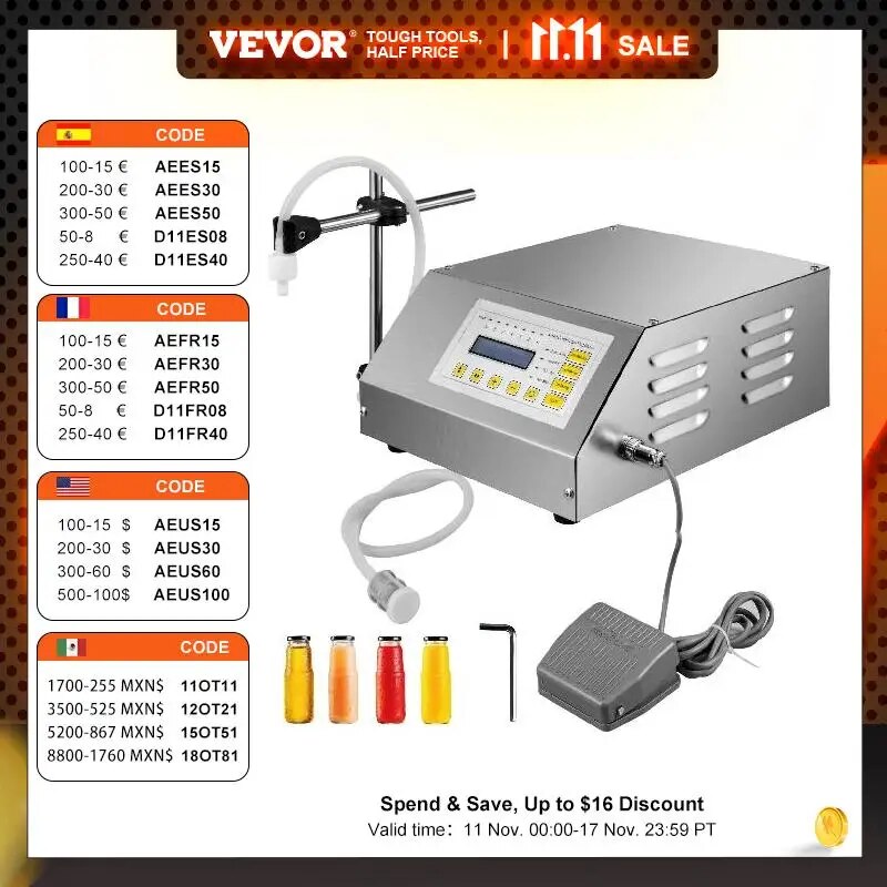 VEVOR Liquid Filling Machine 5-3500 ml GFK160 Digital Control Water Drink Perfu