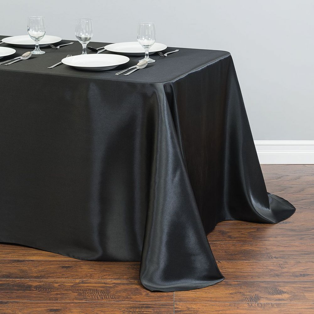 White Table Cloth Polyester Table Cloth Rectangular Satin Tablecloth for Birthd image 10