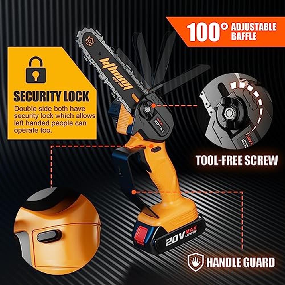 Portable Mini Electric Chainsaw 6-" with 2 Battery Pack Cordless Handheld Wo image 3