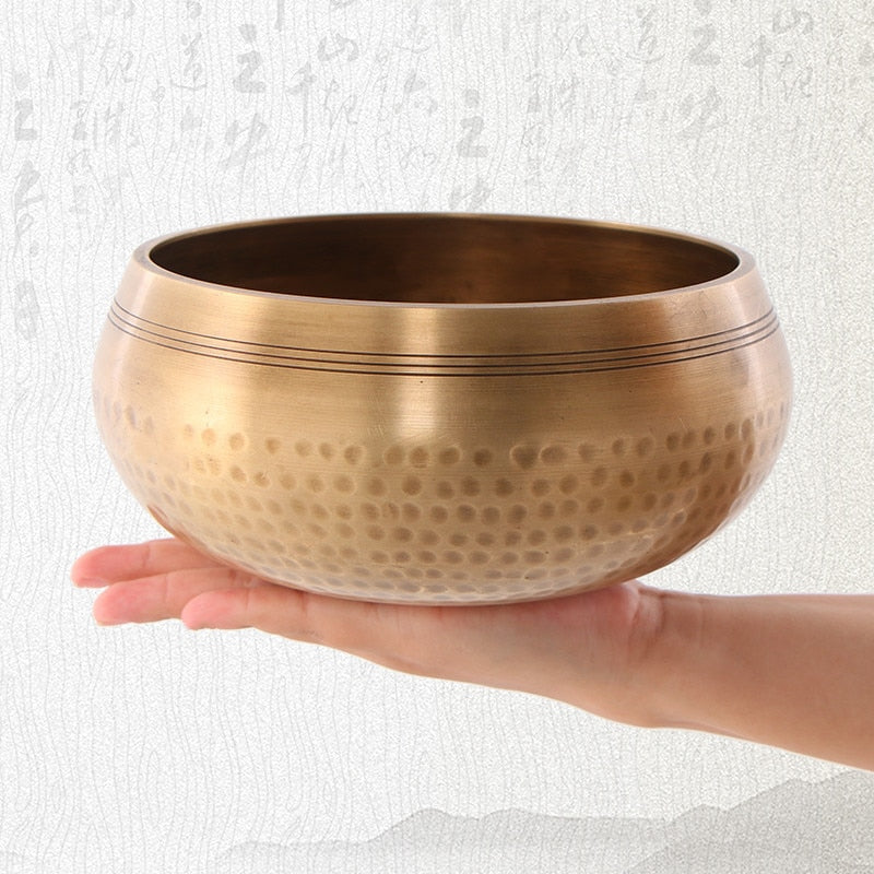 Nepal handmade Buddha sound bowl Yoga Meditation Chanting Bowl Brass Chime Hand image 9