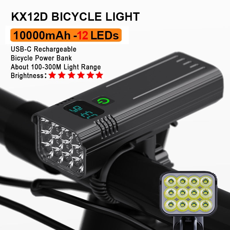 NATFIRE 12 LED Bike Light 4800 Lumen USB C Rechargeable Aluminum MTB Bicycle Li image 2